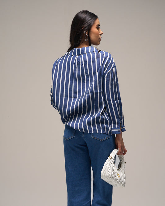 CAMISA AZUL DE RAYAS