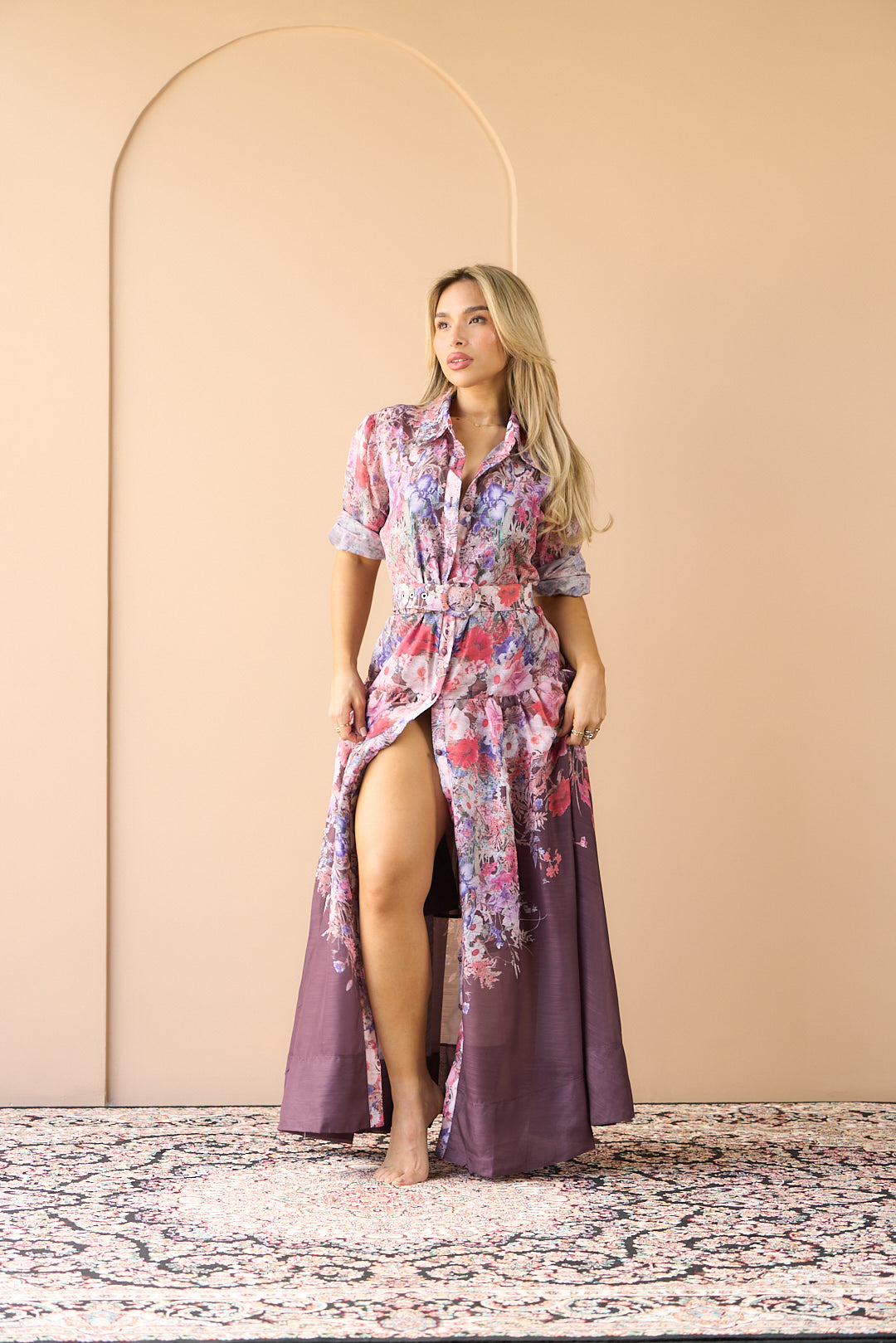 VESTIDO CAFÉ FLOREADO
