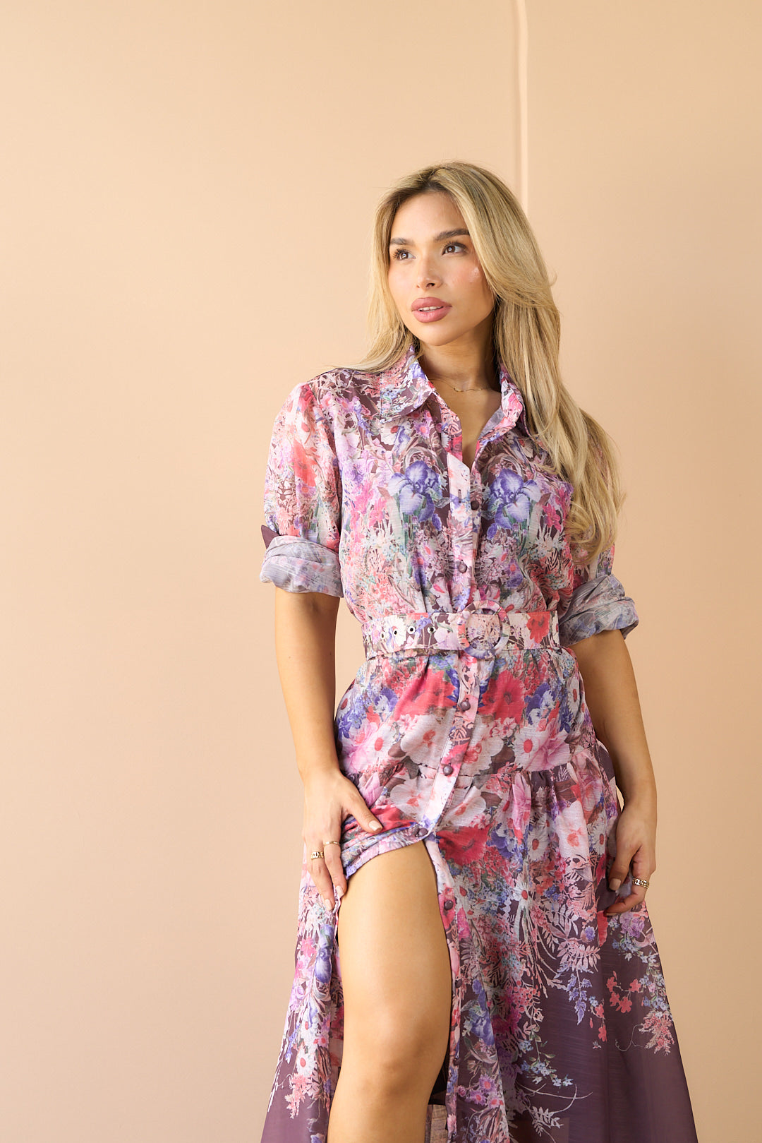 VESTIDO CAFÉ FLOREADO