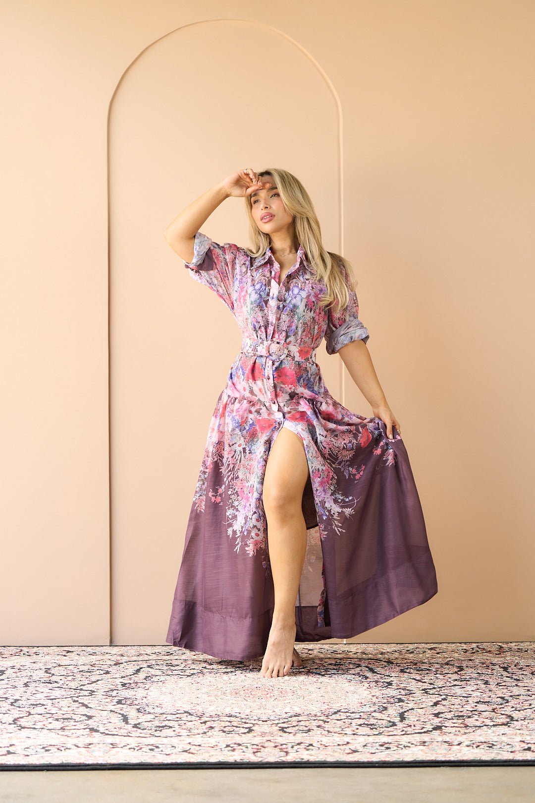 VESTIDO CAFÉ FLOREADO