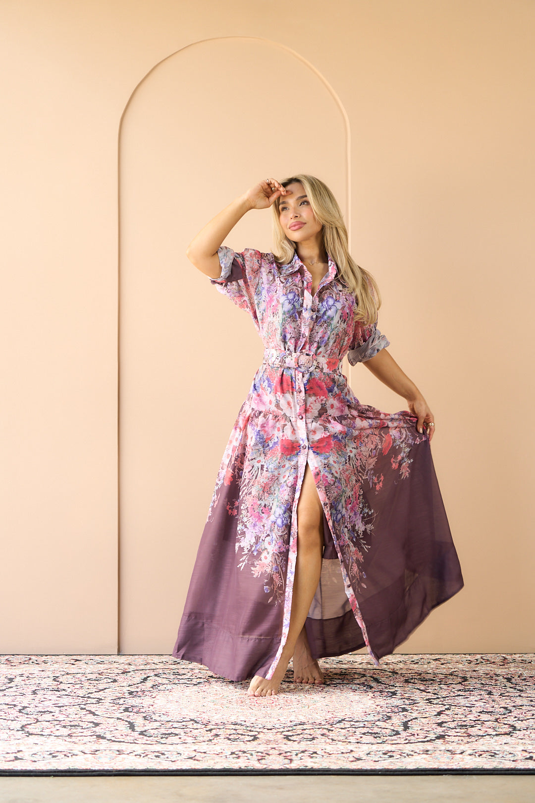 VESTIDO CAFÉ FLOREADO