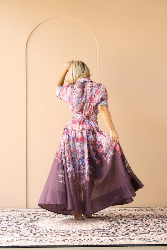 VESTIDO CAFÉ FLOREADO