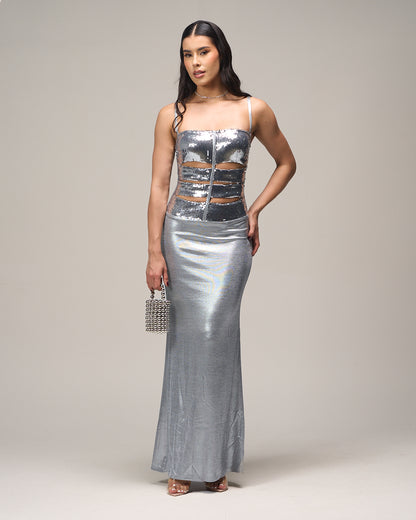VESTIDO PLATEADO