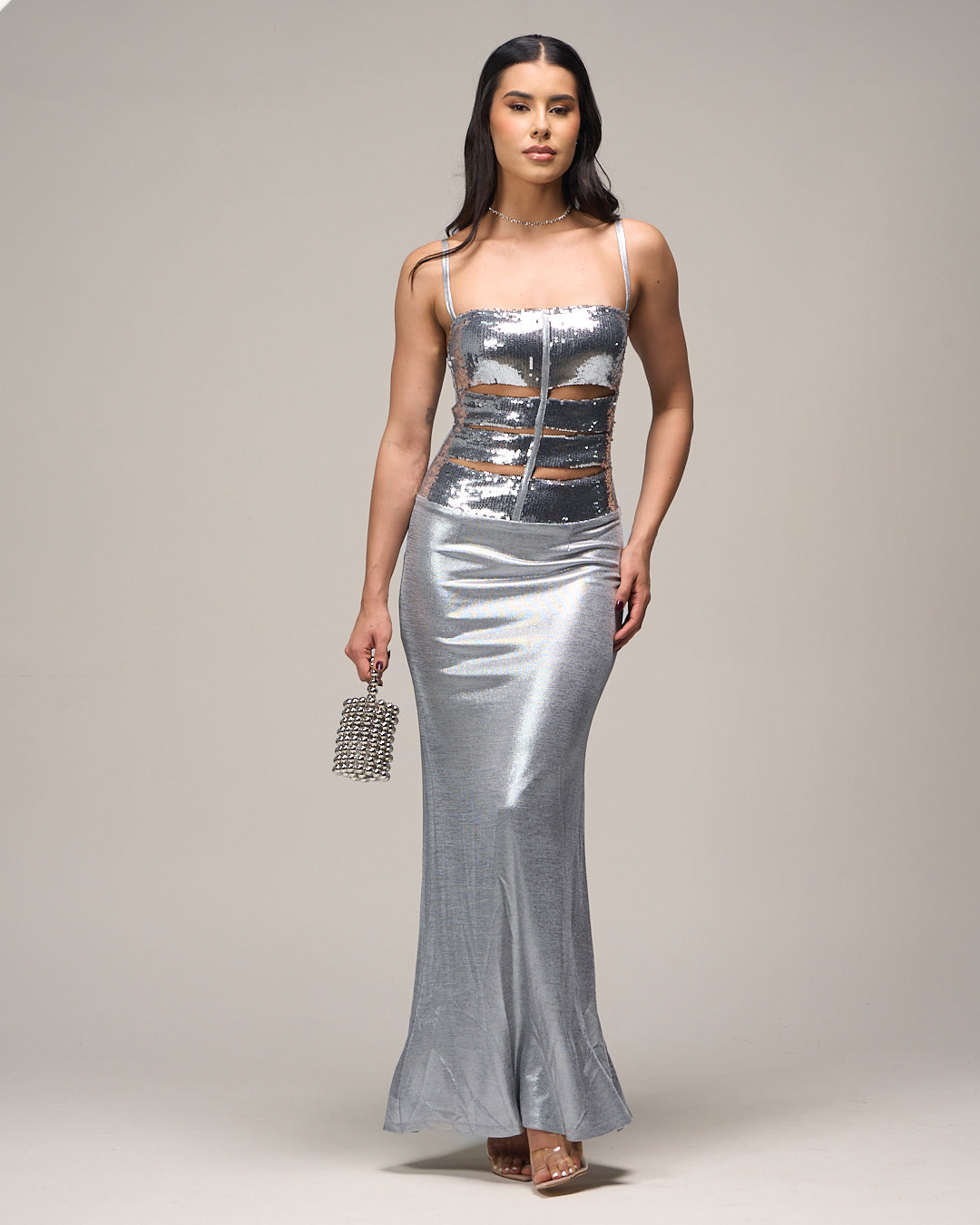 VESTIDO PLATEADO