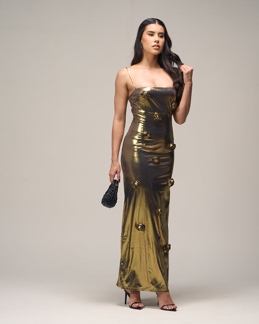 VESTIDO ROSAS DE ORO
