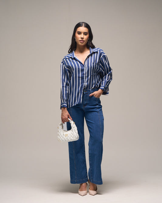 CAMISA AZUL DE RAYAS