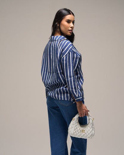 CAMISA AZUL DE RAYAS