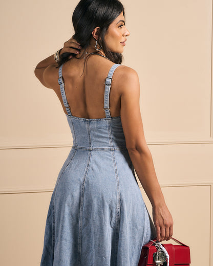 VESTIDO LARGO DENIM CON TIRANTES