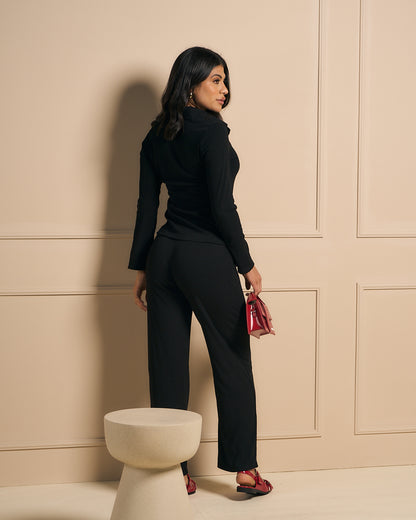 SET NEGRO PANTALON Y BLUSA DE MANGA LARGA