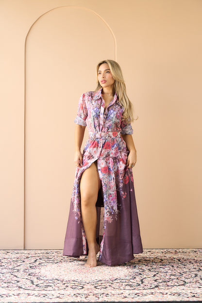 VESTIDO CAFÉ FLOREADO