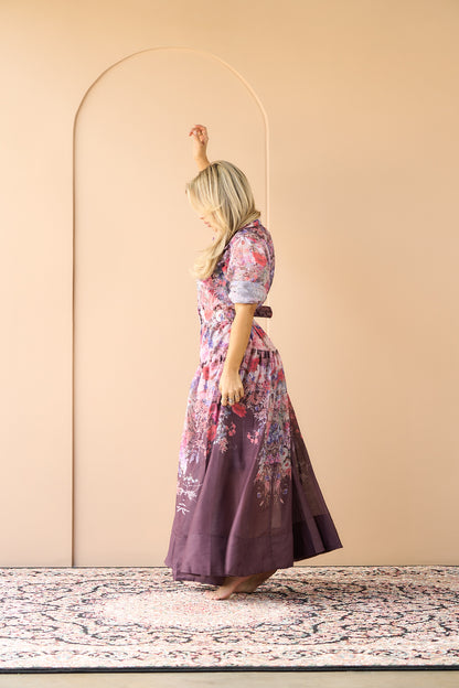 VESTIDO CAFÉ FLOREADO